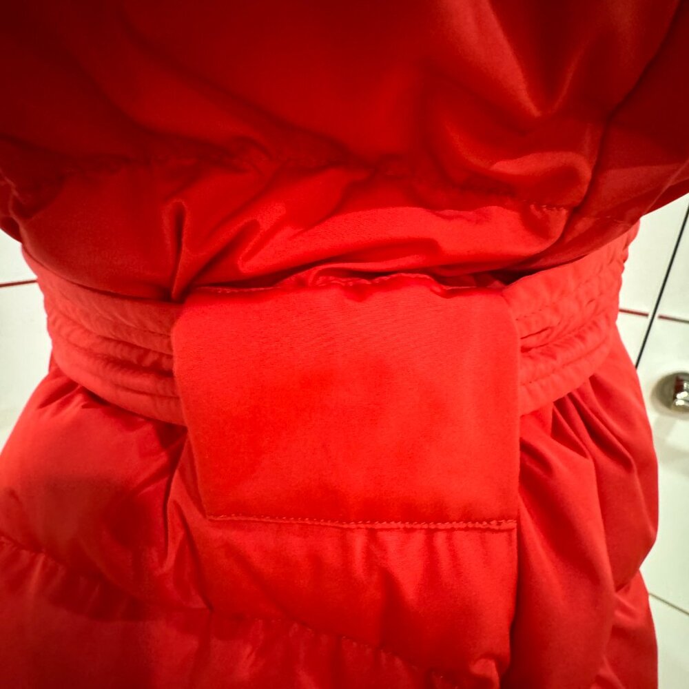 Women's Red puffer Jacket with Fur Hood - Picture 6 of 16